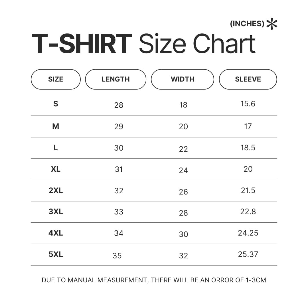 T shirt Size Chart - TMNT Merch