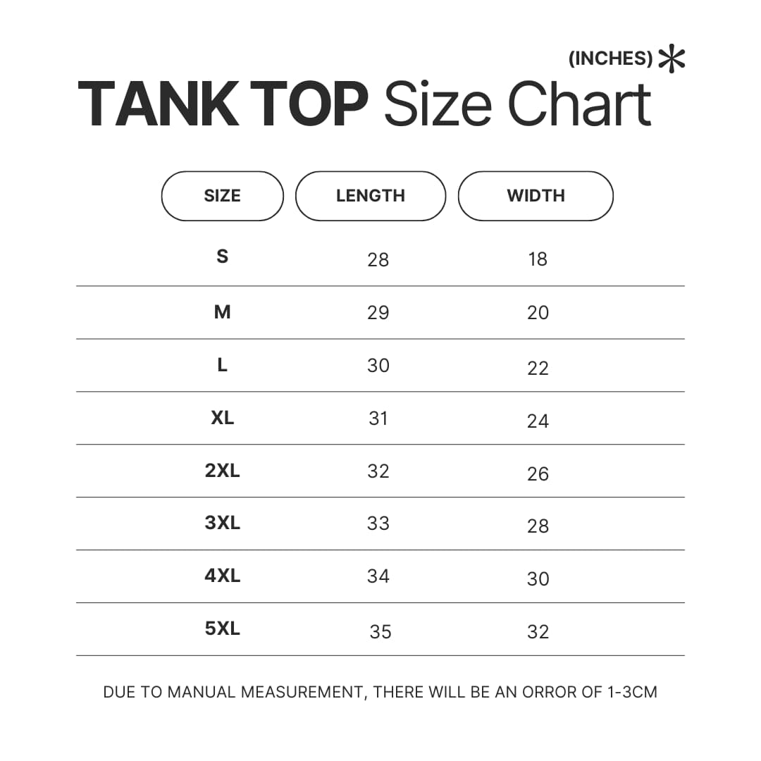 Tank Top Size Chart - TMNT Merch