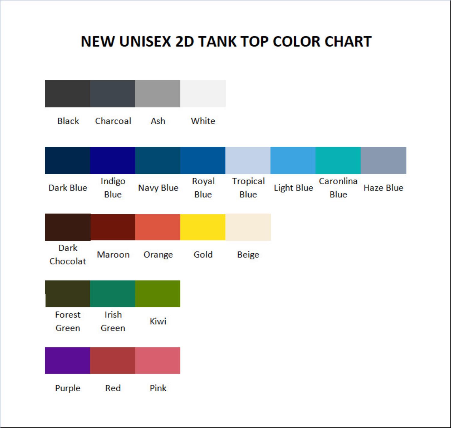 tank top color chart - TMNT Merch