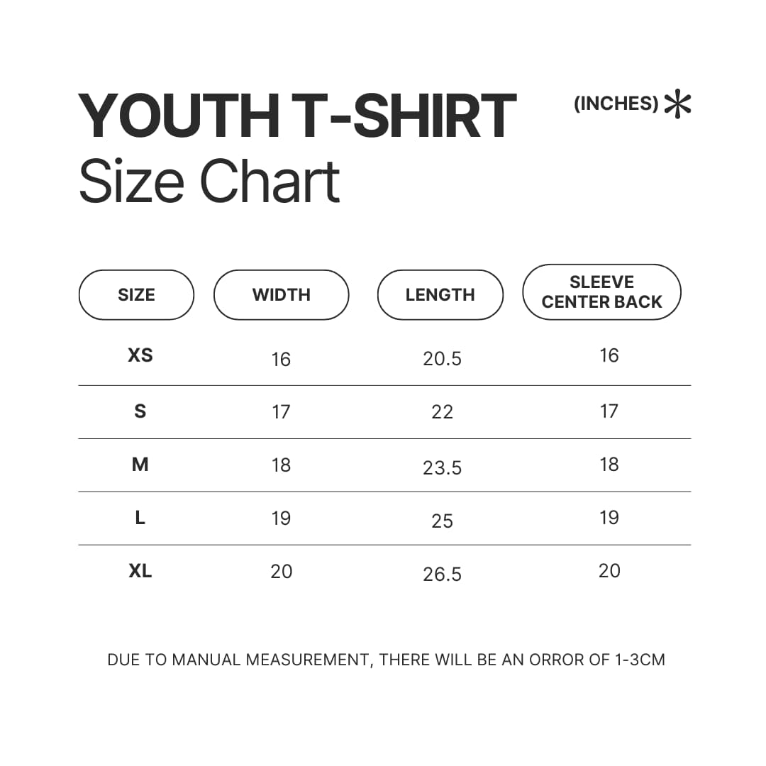 Youth T shirt Size Chart - TMNT Merch